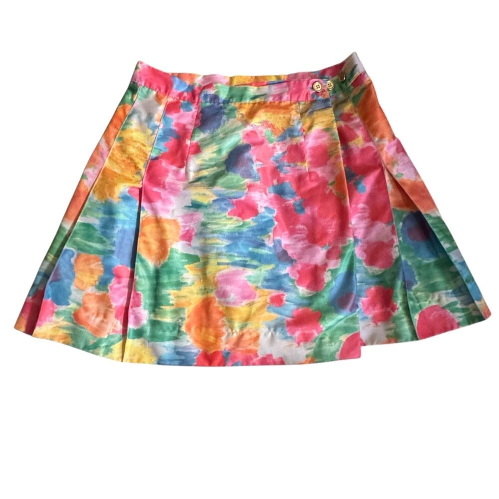 Cycle Boston Vintage Medium Colorful Watercolor Floral Mini Skirt